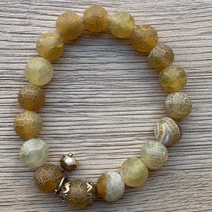 Yellow Hued "Cracked Look" Beaded Bracelet